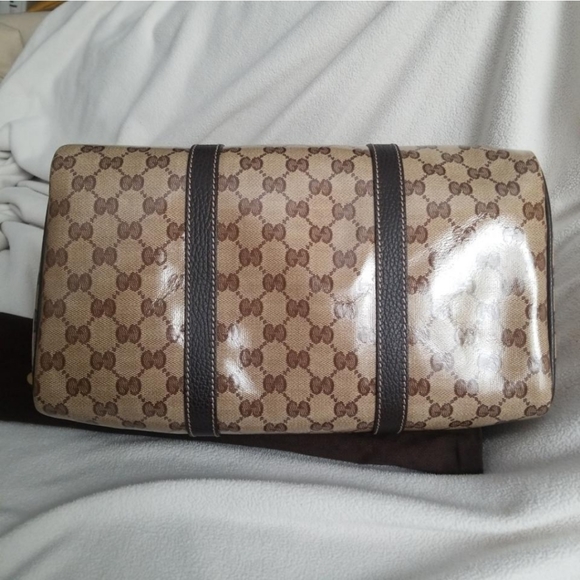 NWOT Authentic Gucci GG Monogram Supreme Crystal Joy Boston Satchel Bag - Picture 5 of 11